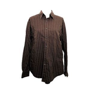 Axist Men’s Shirt Brown Striped Button-Down Long Sleeve Modern Fit Size XL